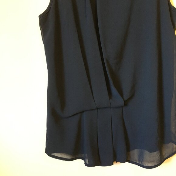 Dex Dark Navy Blue Chiffon Super Pleat Art Deco Two Layer Tank - Picture 3 of 13